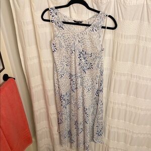 Blue and White Sleeveless Scoop Neck Sundress